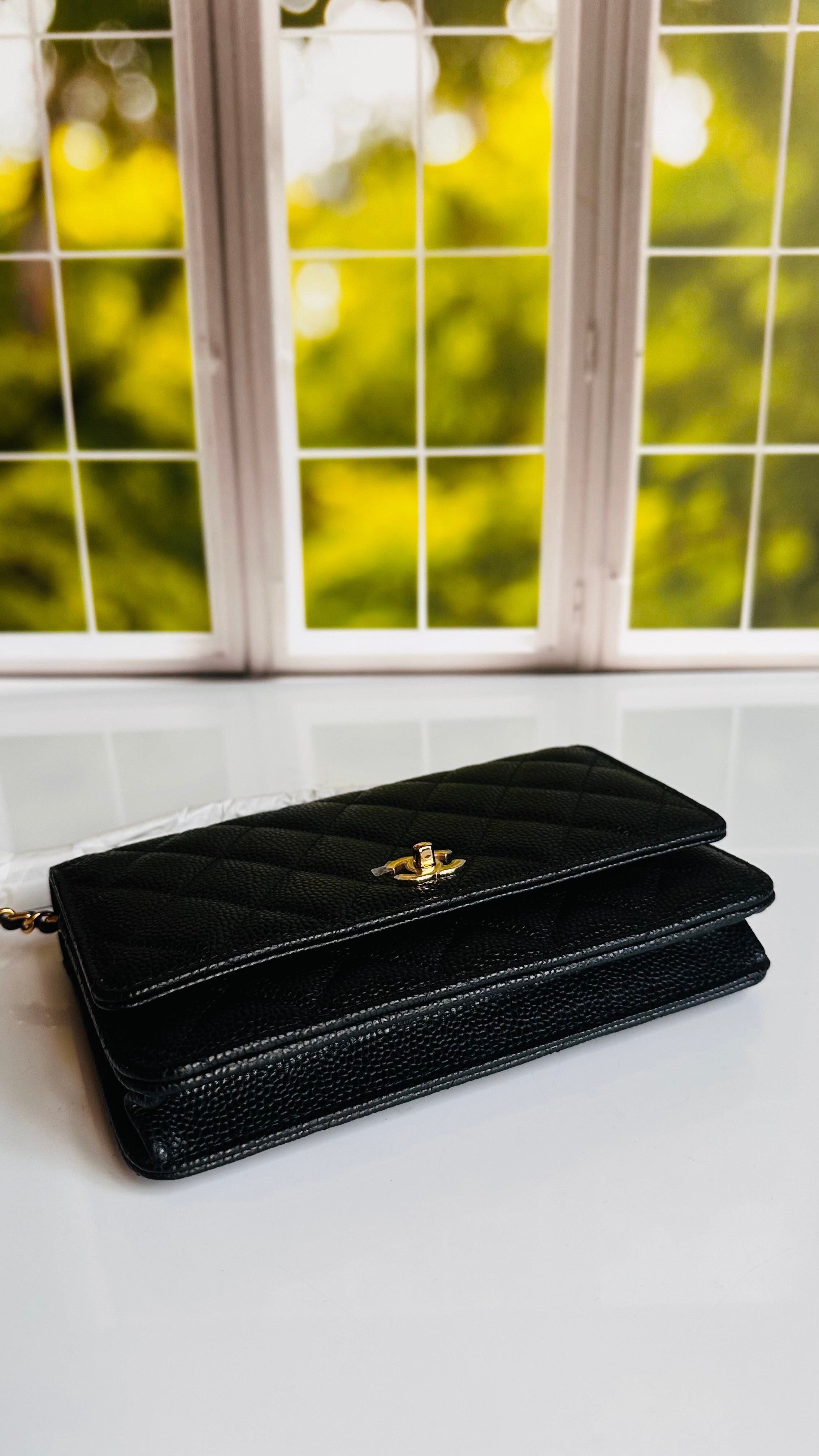 Newest Edition Chanel Wallet on Chain w/ Turnlock Clasp Black Caviar GHW