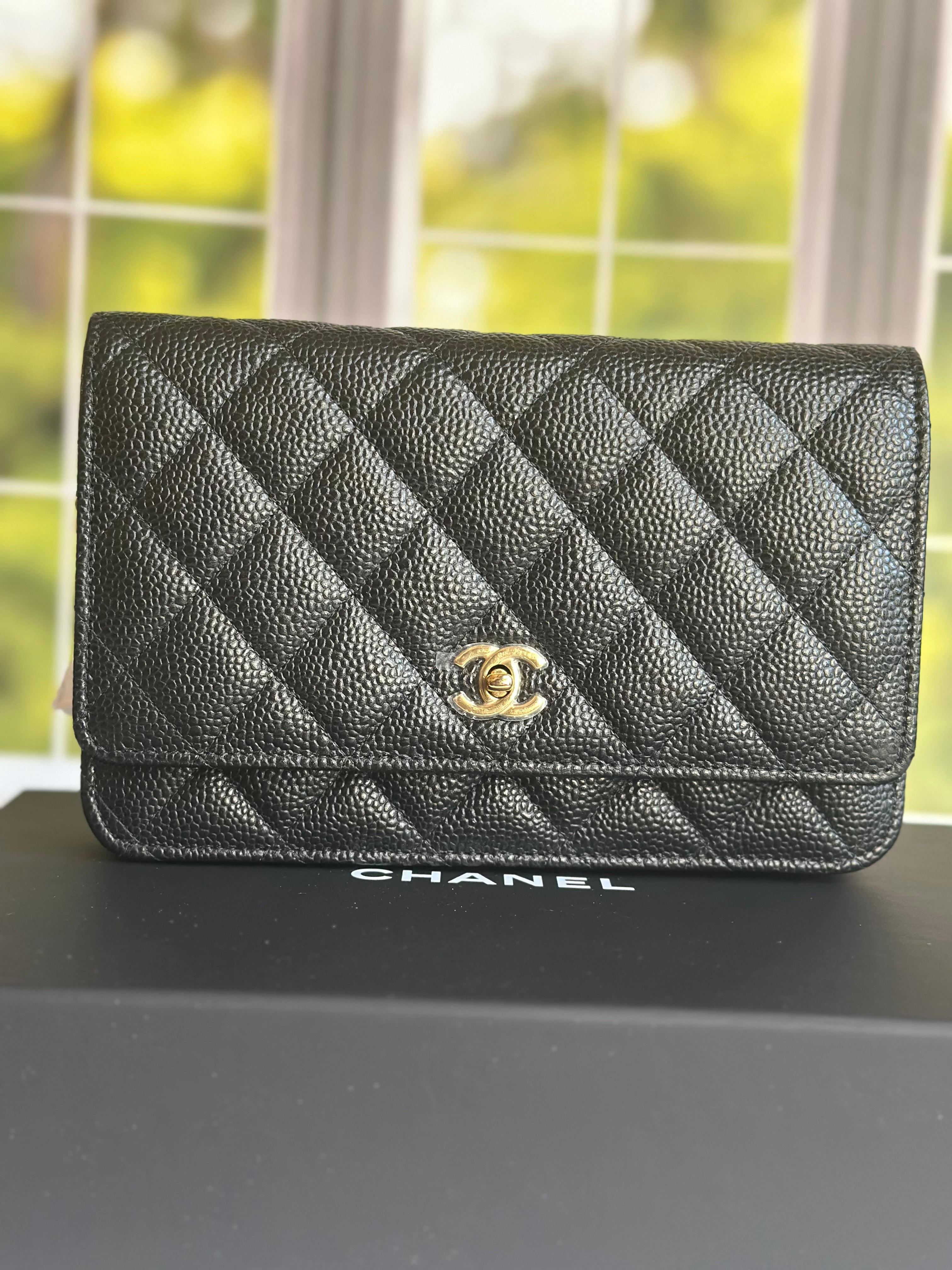 Newest Edition Chanel Wallet on Chain w/ Turnlock Clasp Black Caviar GHW