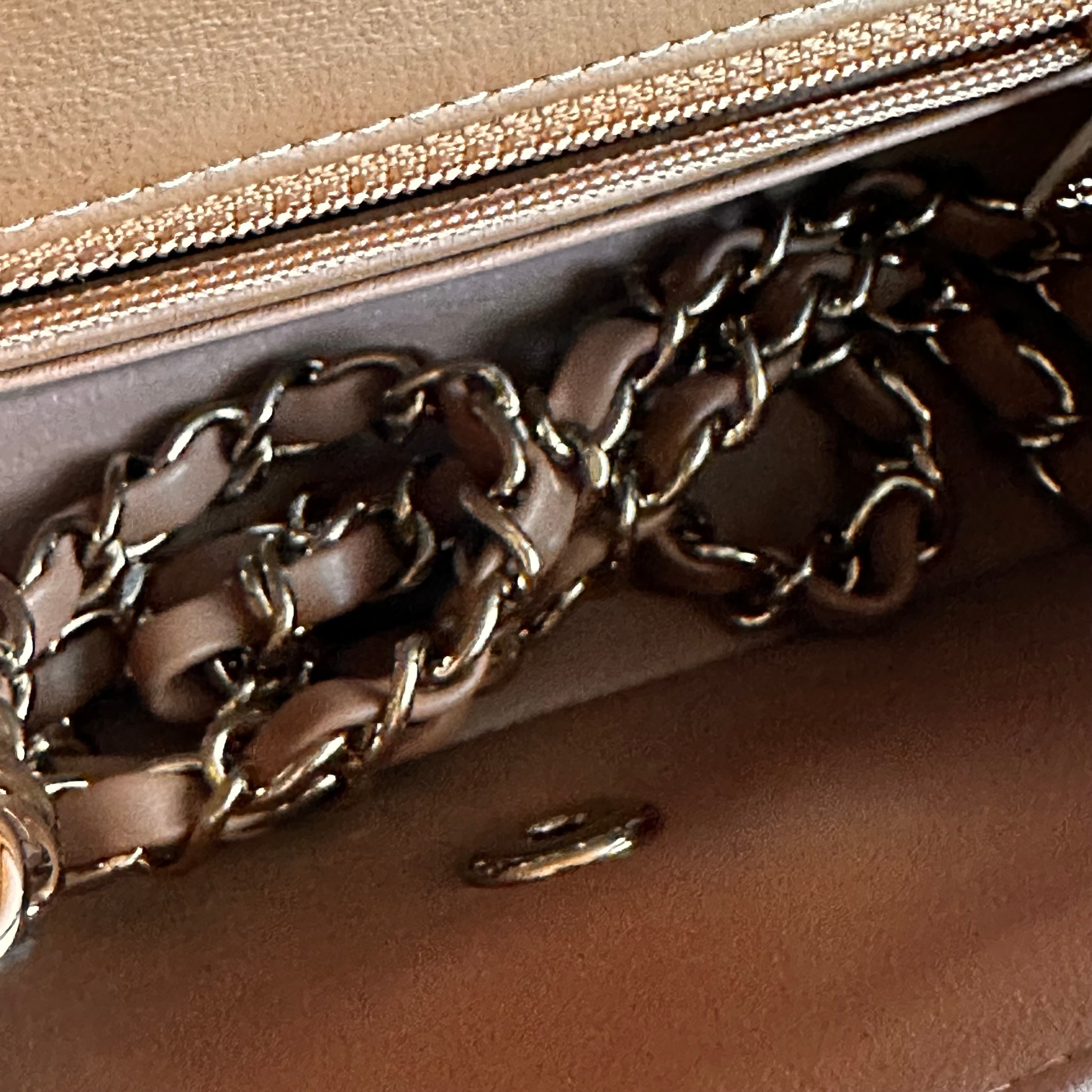 21P Chanel Mini Rectangular Classic Flap Caramel Brown Lambskin LGHW