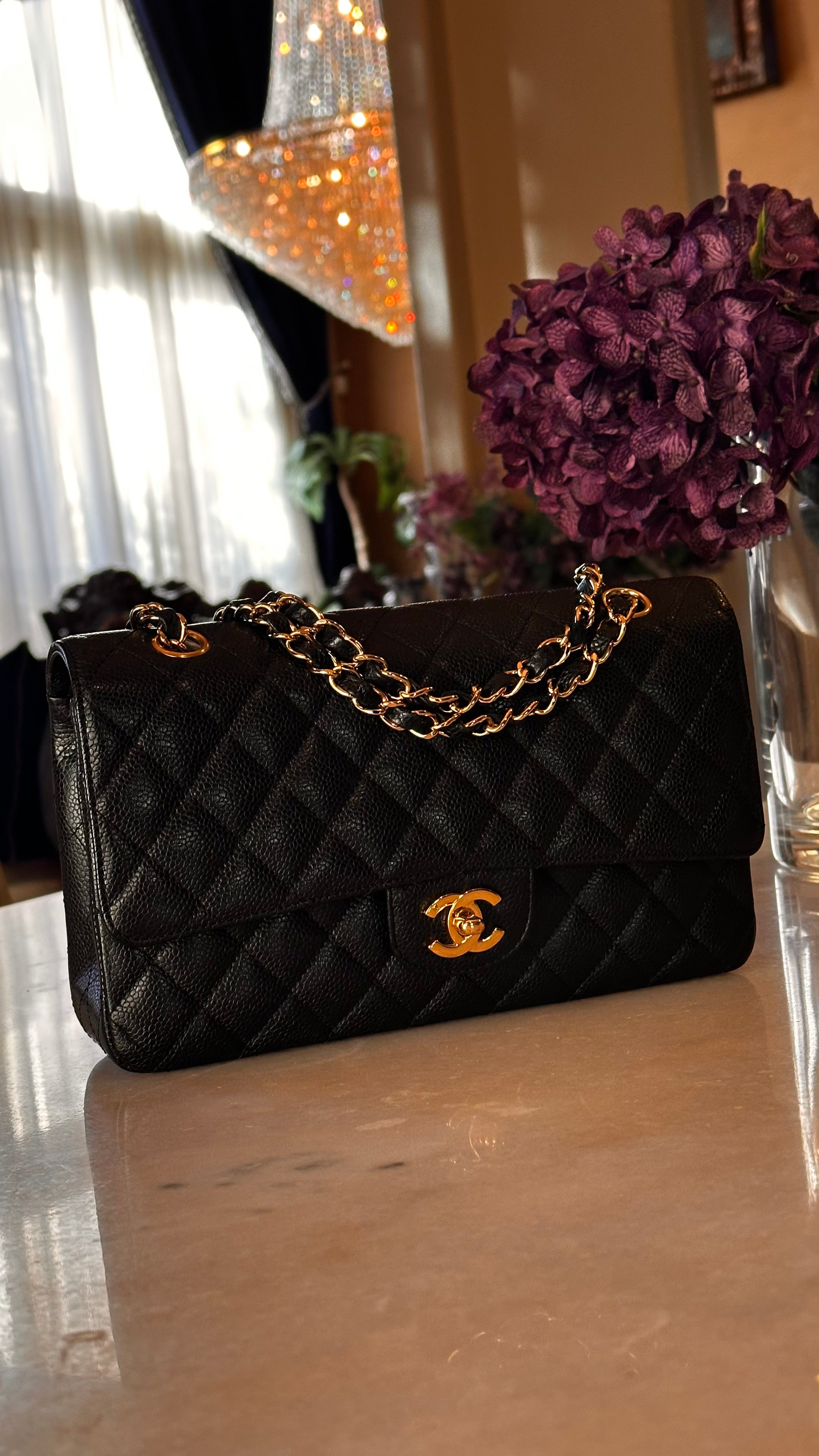 Chanel Medium Classic Flap Black Caviar 24K GHW