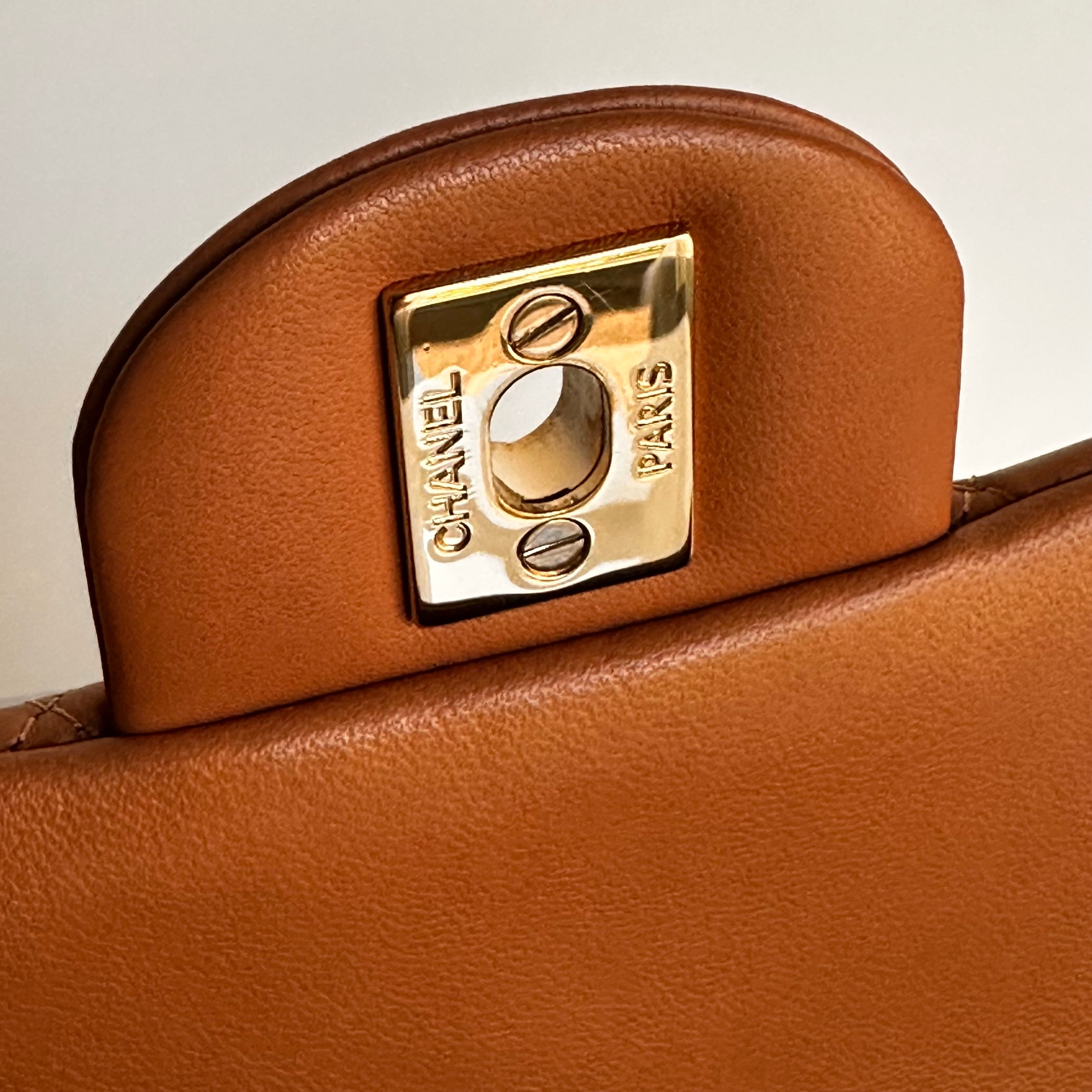 21P Chanel Mini Rectangular Classic Flap Caramel Brown Lambskin LGHW
