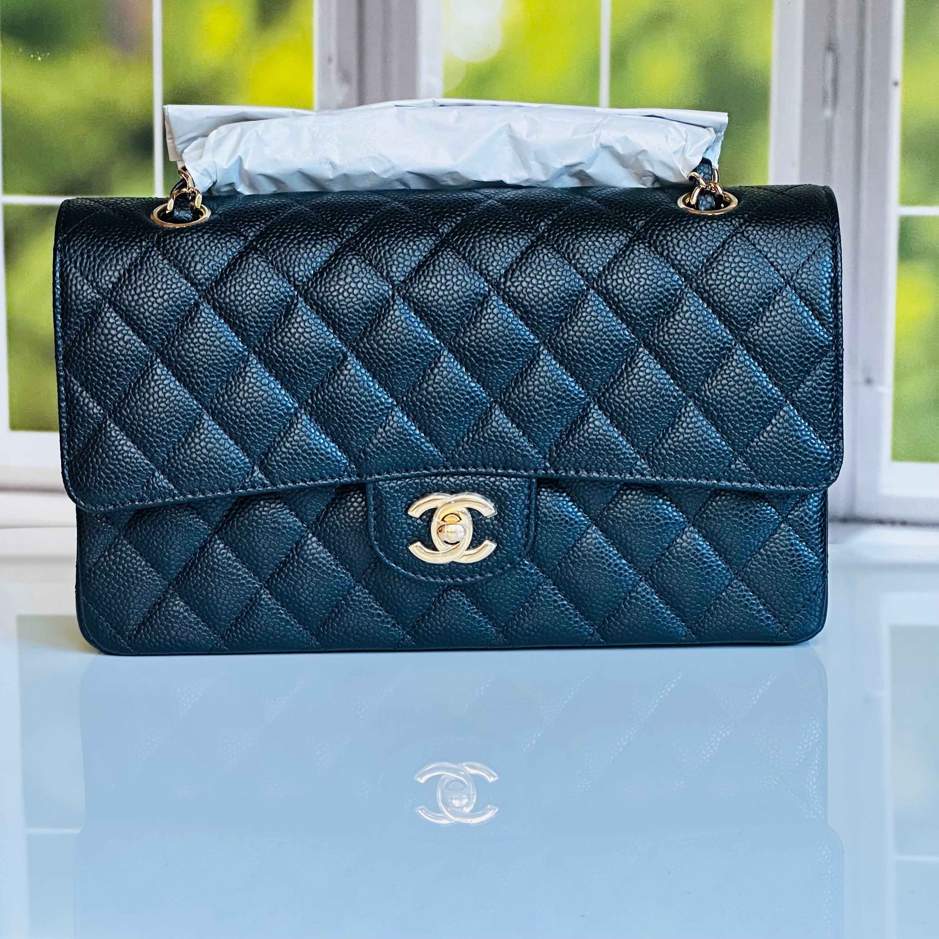 2023 BNIB Chanel Medium Classic Double Flap Black Caviar GHW