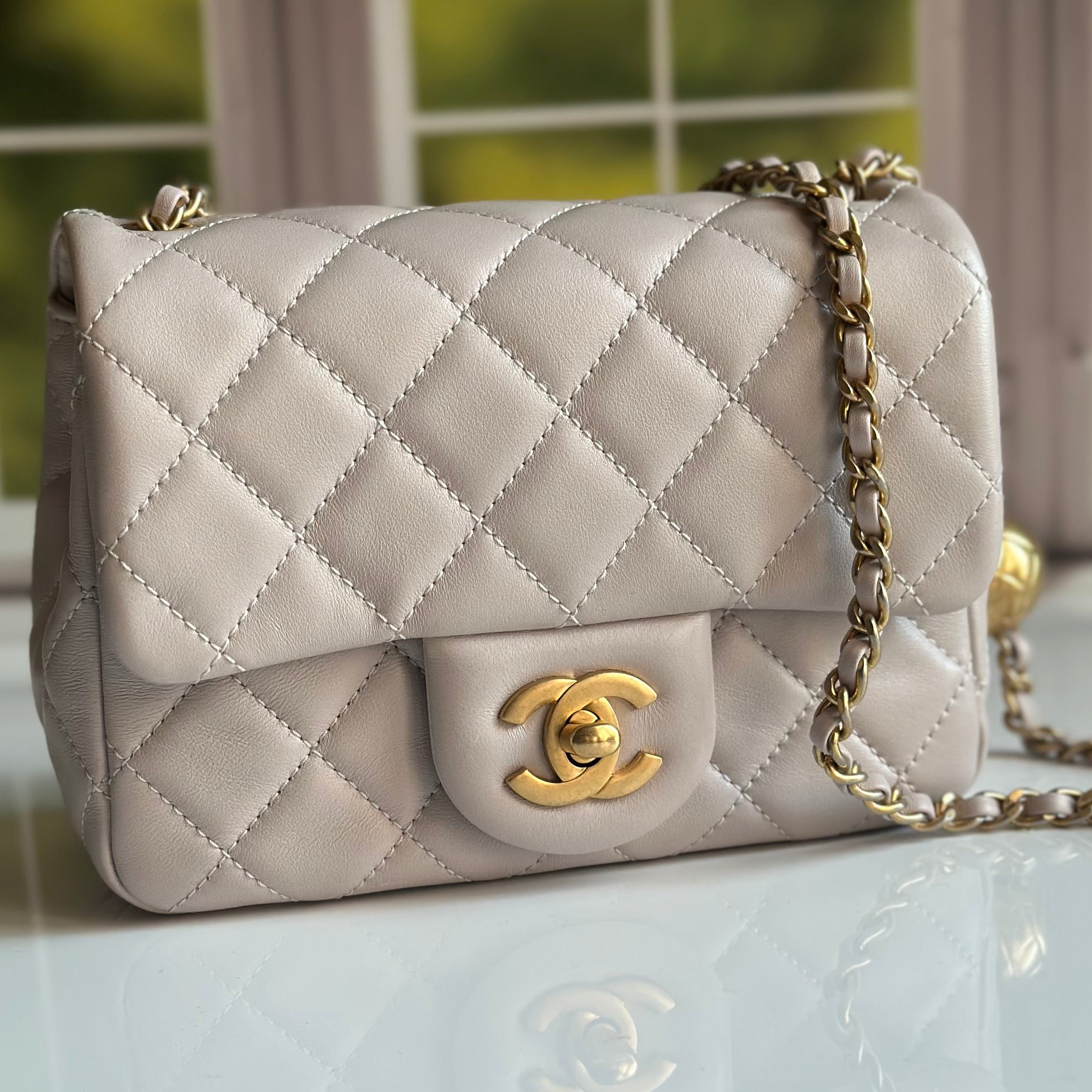 2021 Chanel Mini Pearl Crush Flap Lilac Lambskin & GHW