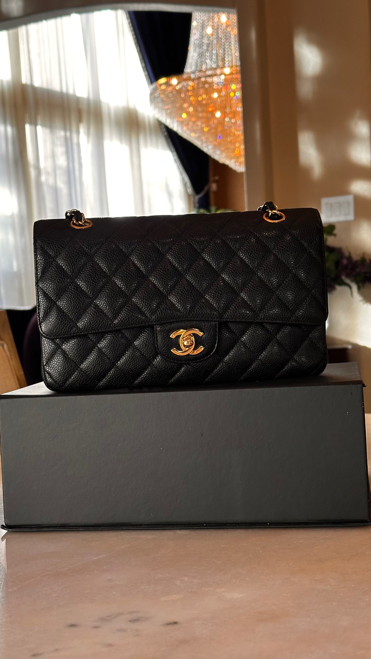 Chanel Medium Classic Flap Black Caviar 24K GHW