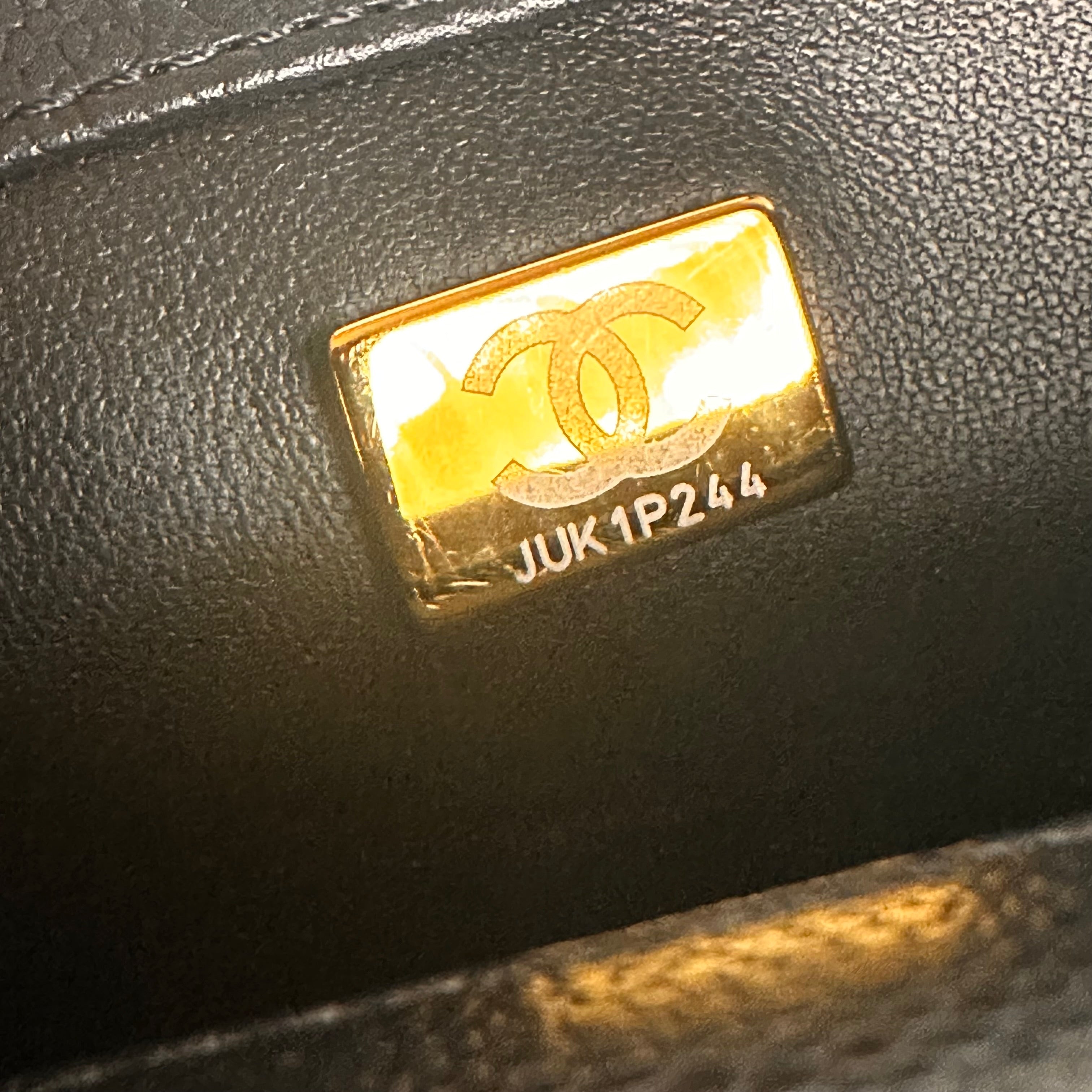 24P Chanel Mini Sweetheart Flap Black Caviar Aged GHW