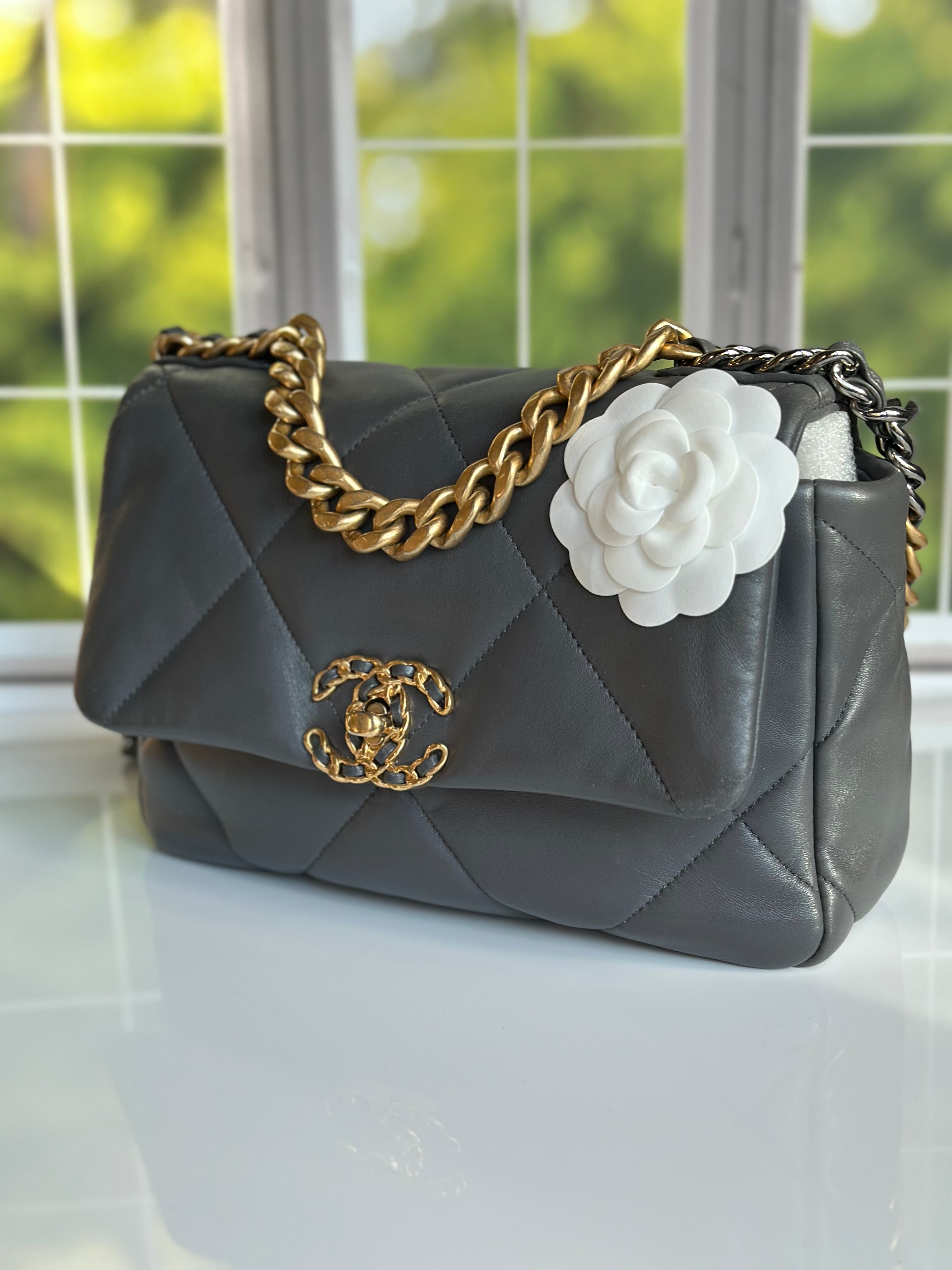 21B Chanel Small-Medium 19 Flap Dark Grey Lambskin