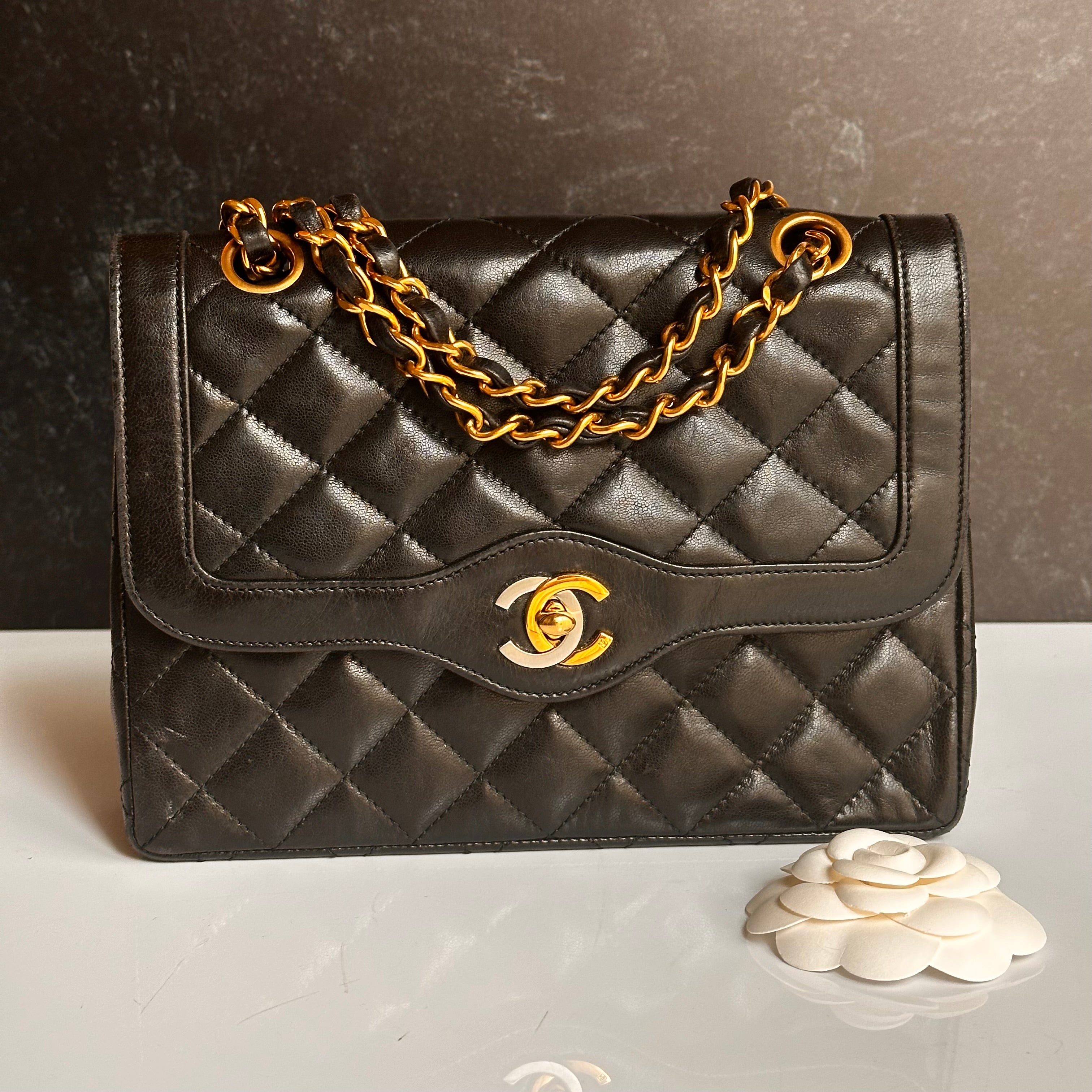 Chanel Vintage Small Paris Flap Black Lambskin 24K GHW