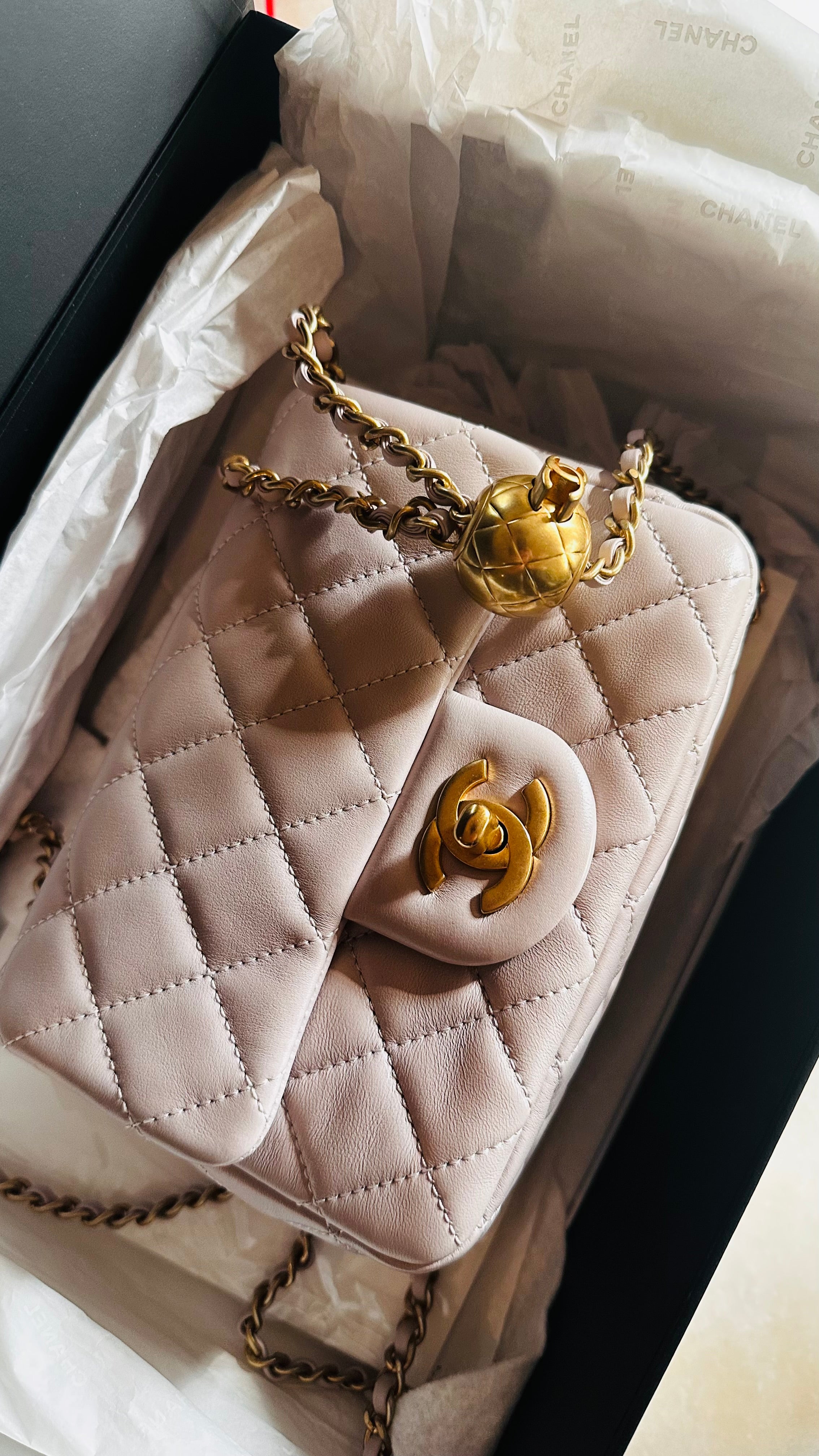 2021 Chanel Mini Pearl Crush Flap Lilac Lambskin & GHW