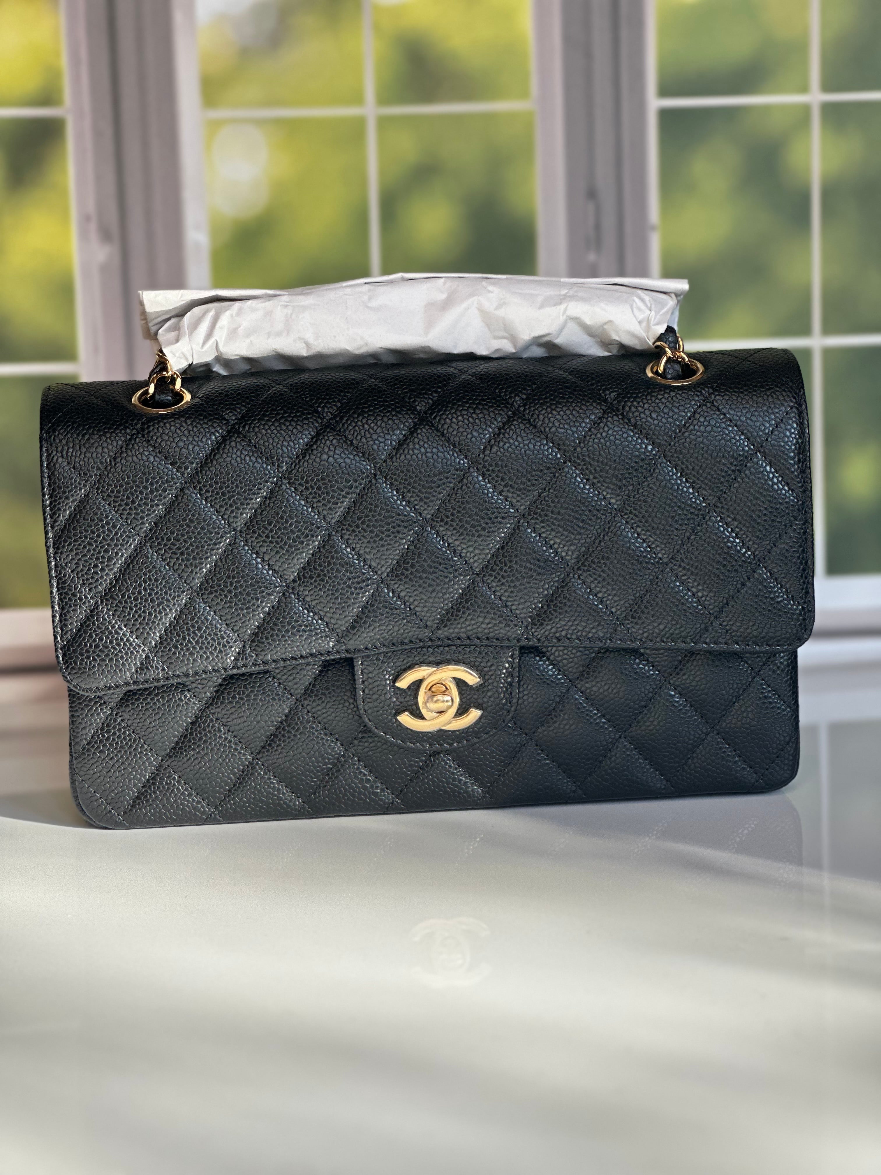 2023 BNIB Chanel Medium Classic Double Flap Black Caviar GHW