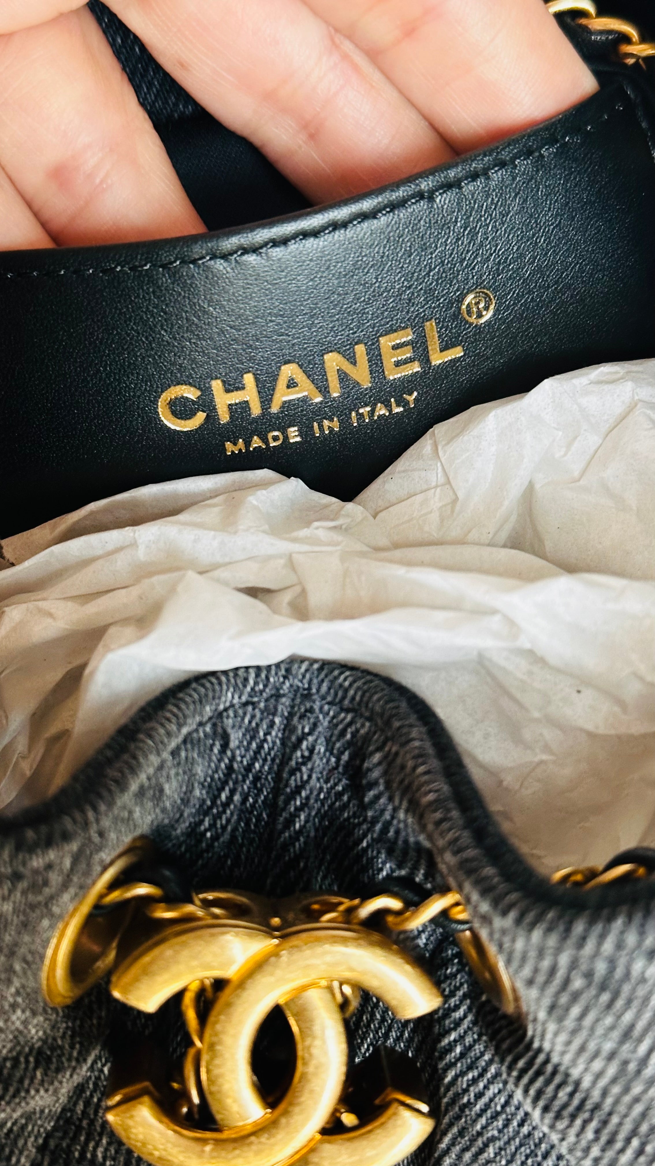 2026 Chanel Small 25 Hobo Bag Black Washed Denim GHW