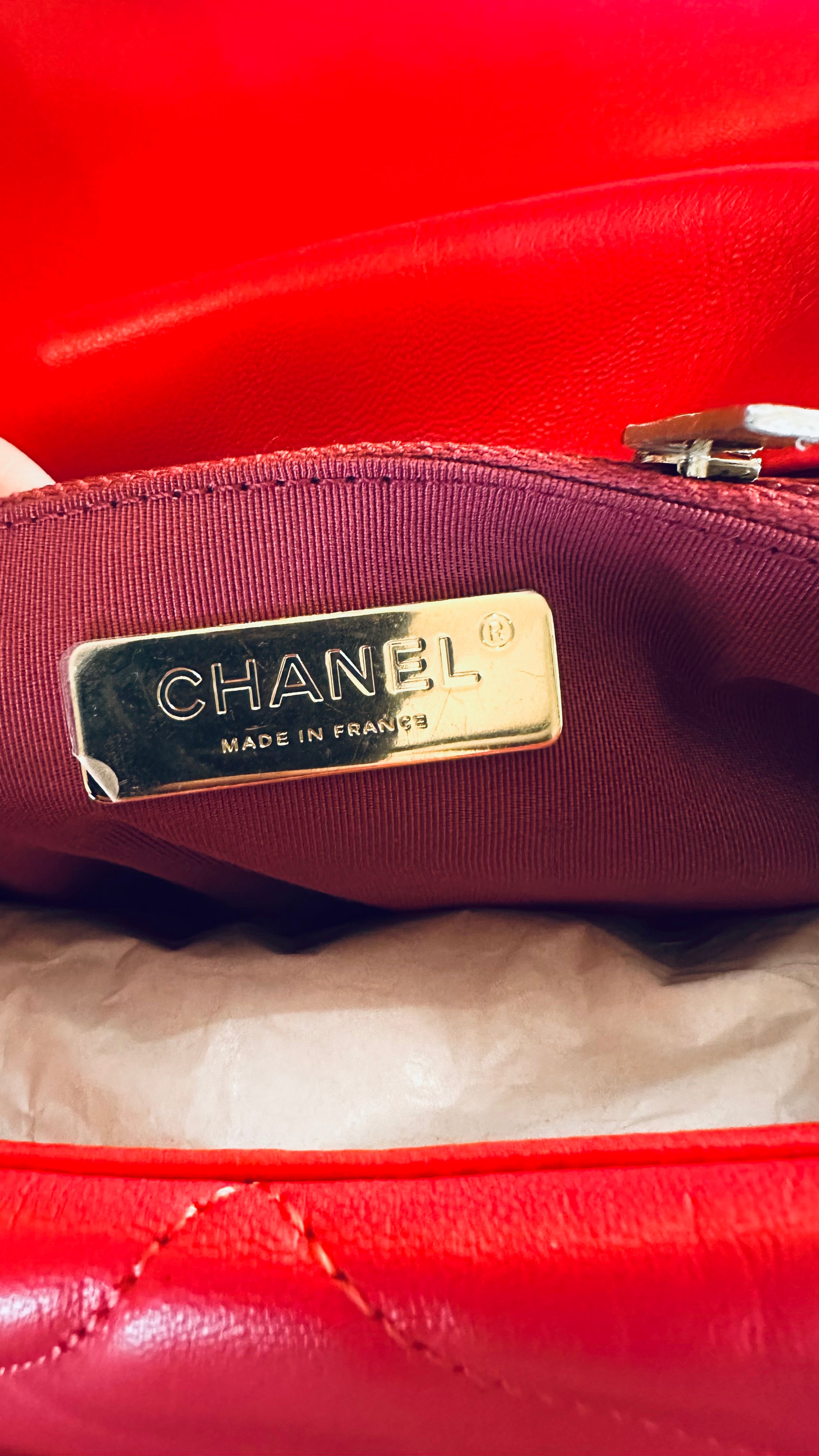 2020 Chanel 19 Large Flap Dark Pink Goatskin Trio-Mix Finish Hardware