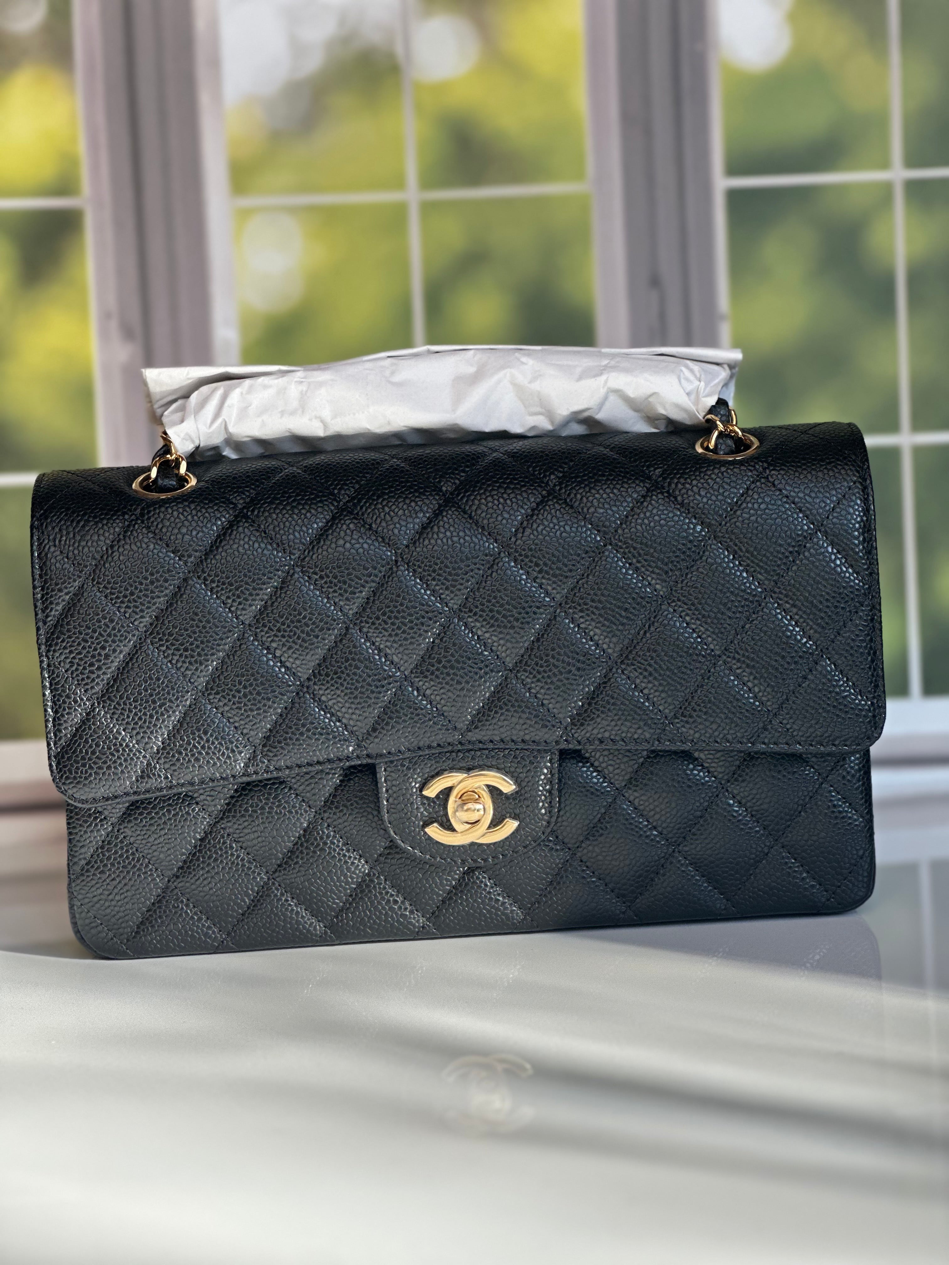 2023 BNIB Chanel Medium Classic Double Flap Black Caviar GHW